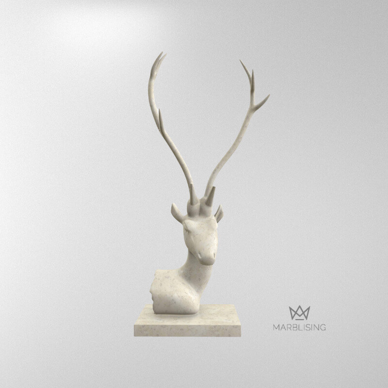 Marble Statues - Deer with Antlers