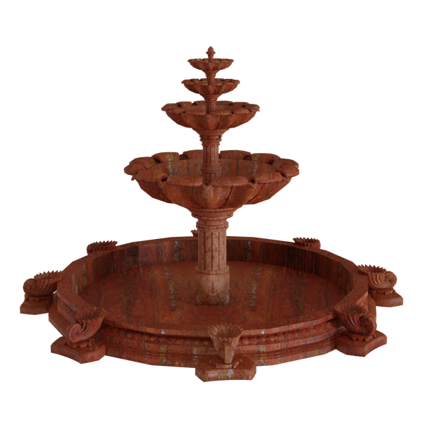 Petalled Four-Tier Marble Fountain