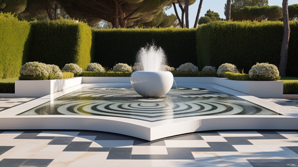 outdoor fountain stands as a majestic centrepiece